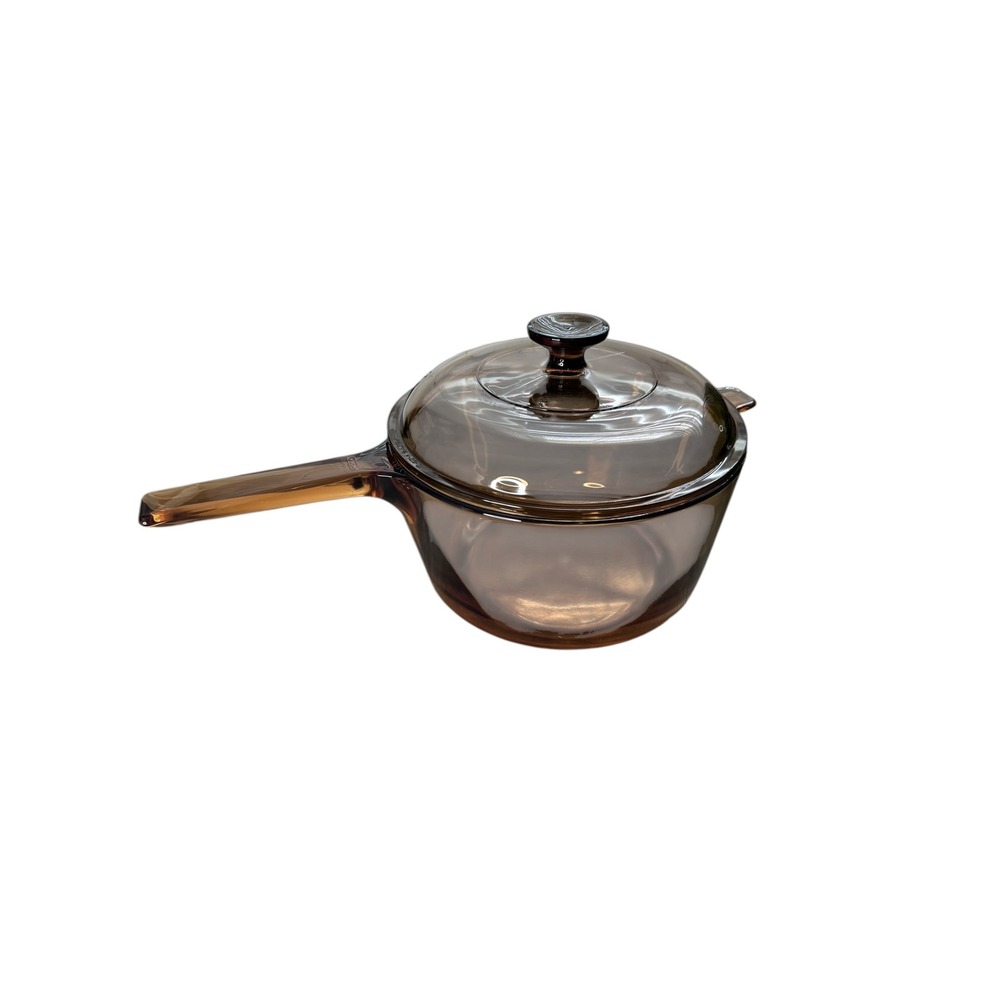 Vintage Visions Corning USA Amber Glass 2.5L Saucepan with Pyrex Lid V-2.5-C USA